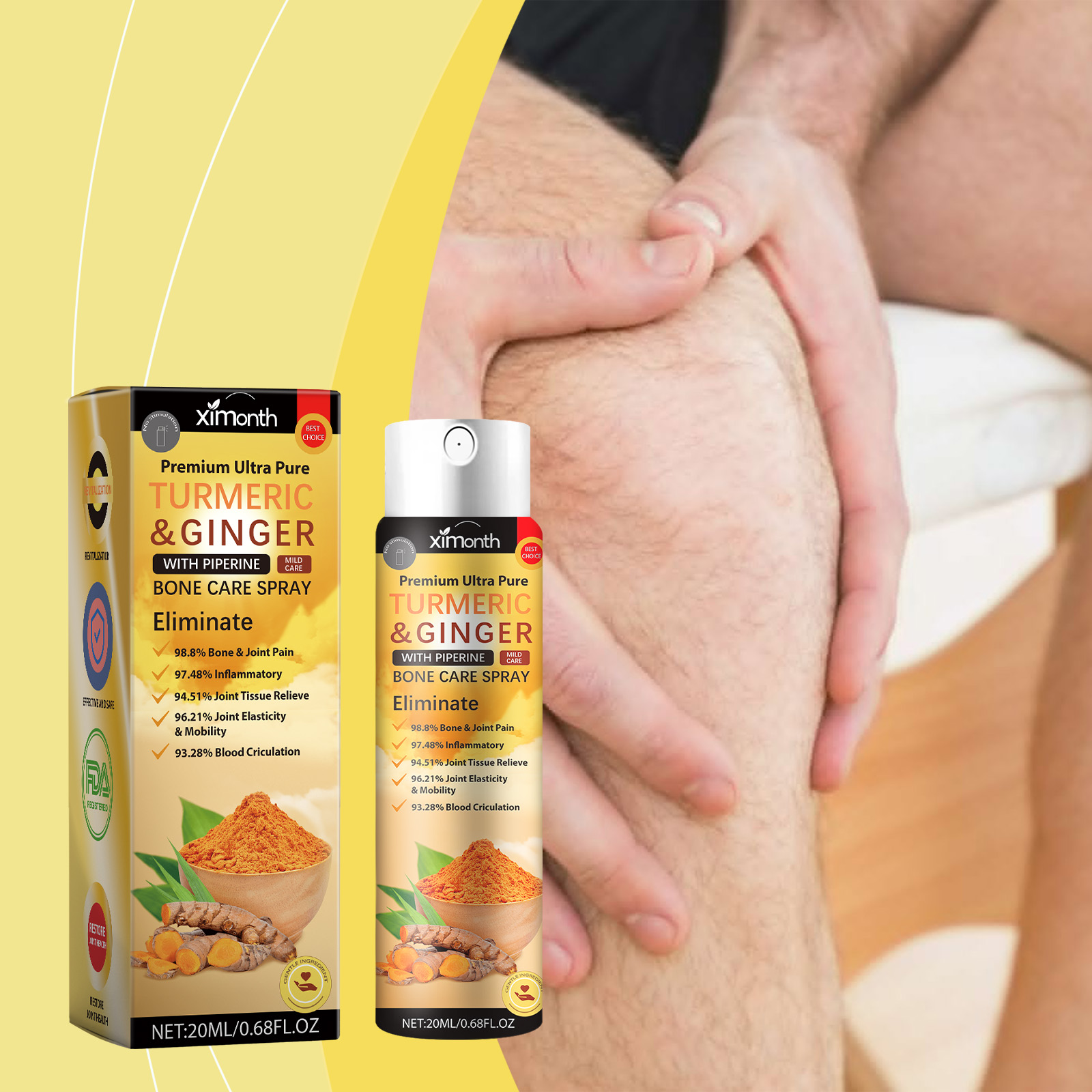 Turmeric - Kurkuma Gewrichtsverzachtende Spray, Snel Absorberend Niet-Vettig,
